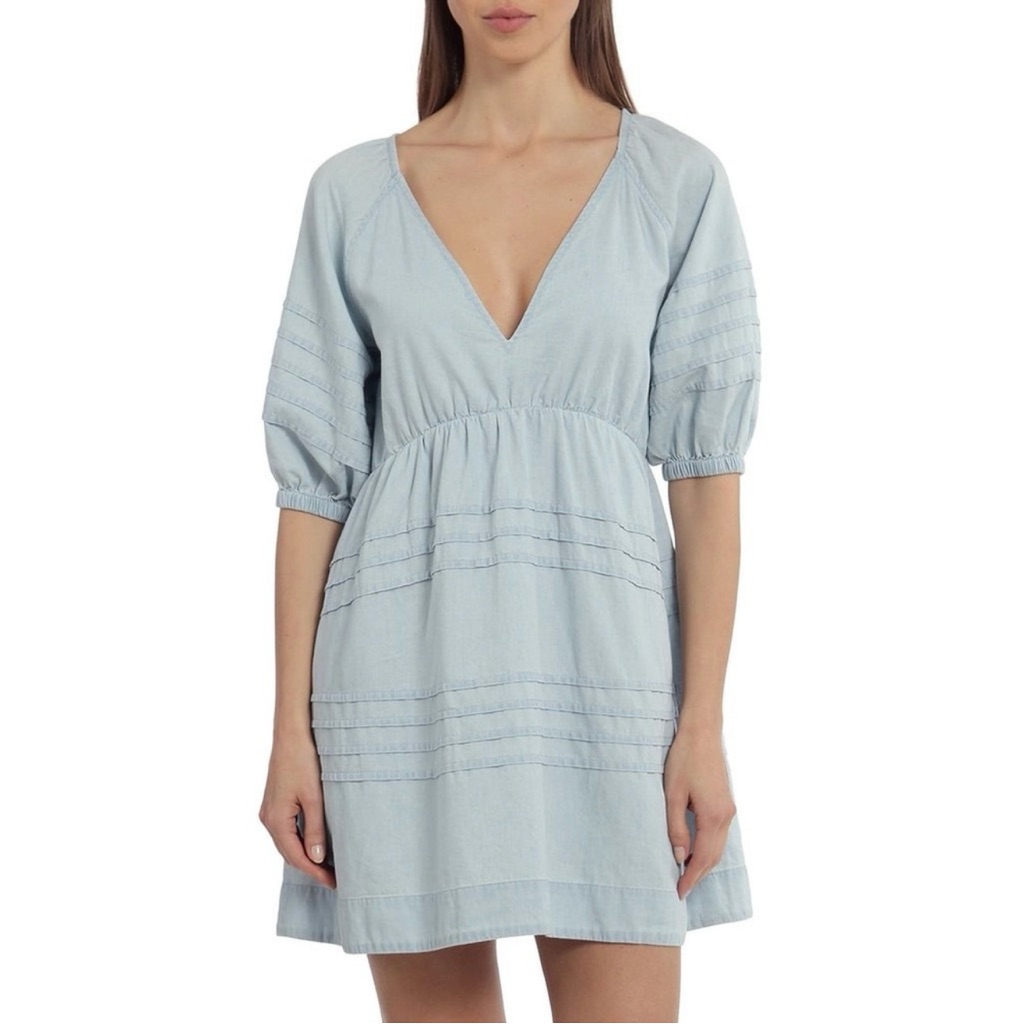 7 For All Mankind Denim Chambray Babydoll Dress Size S